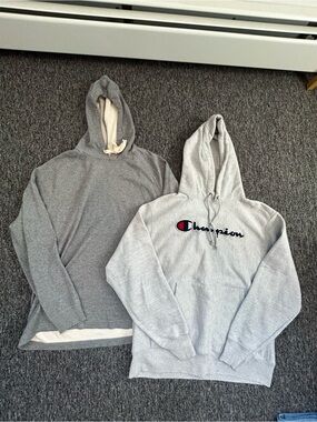 Champion Gray Hoodies Duo — Light & Heather Gray Pullover Set